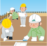 住宅の基礎を確認するJA職員のイラスト